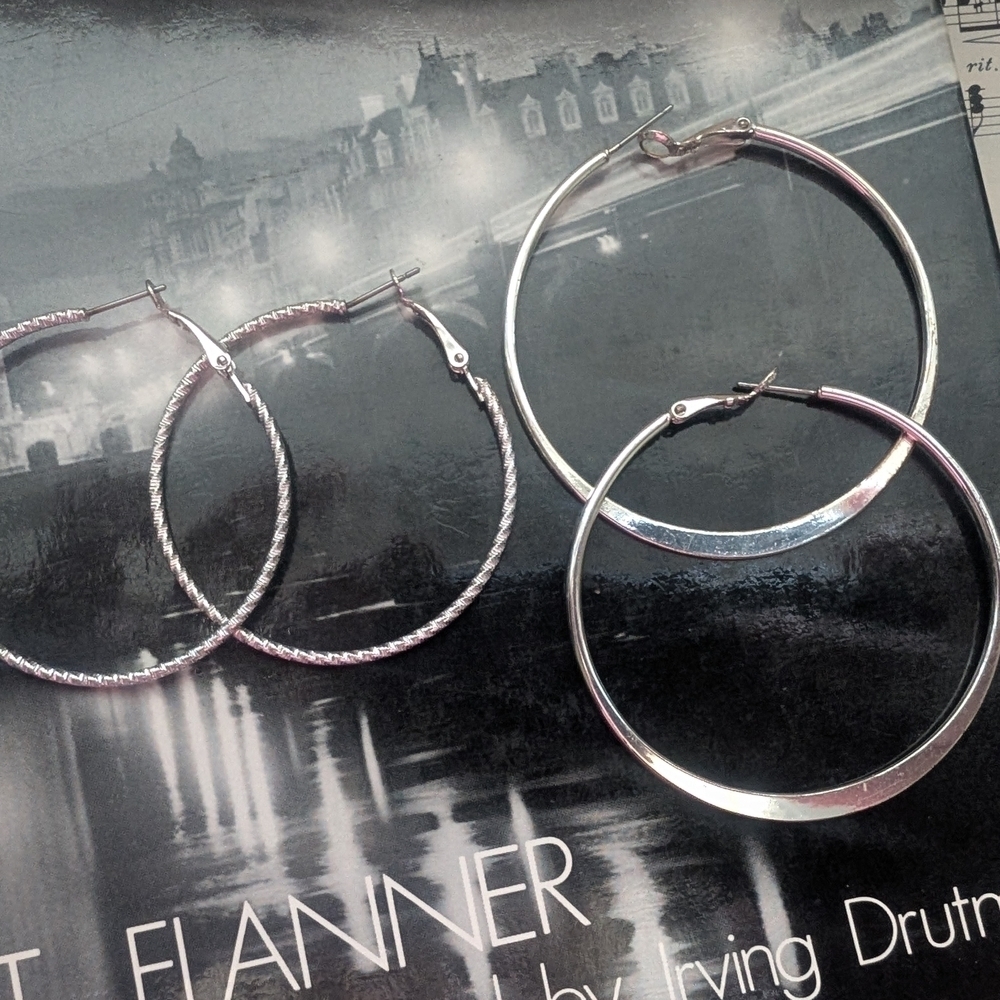 Elegant Silver Hoop Earrings Set